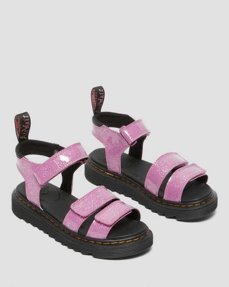 Dr Martens Junior Klaire Glitter Sandals Sandaler Barn Rosa | QARED2783