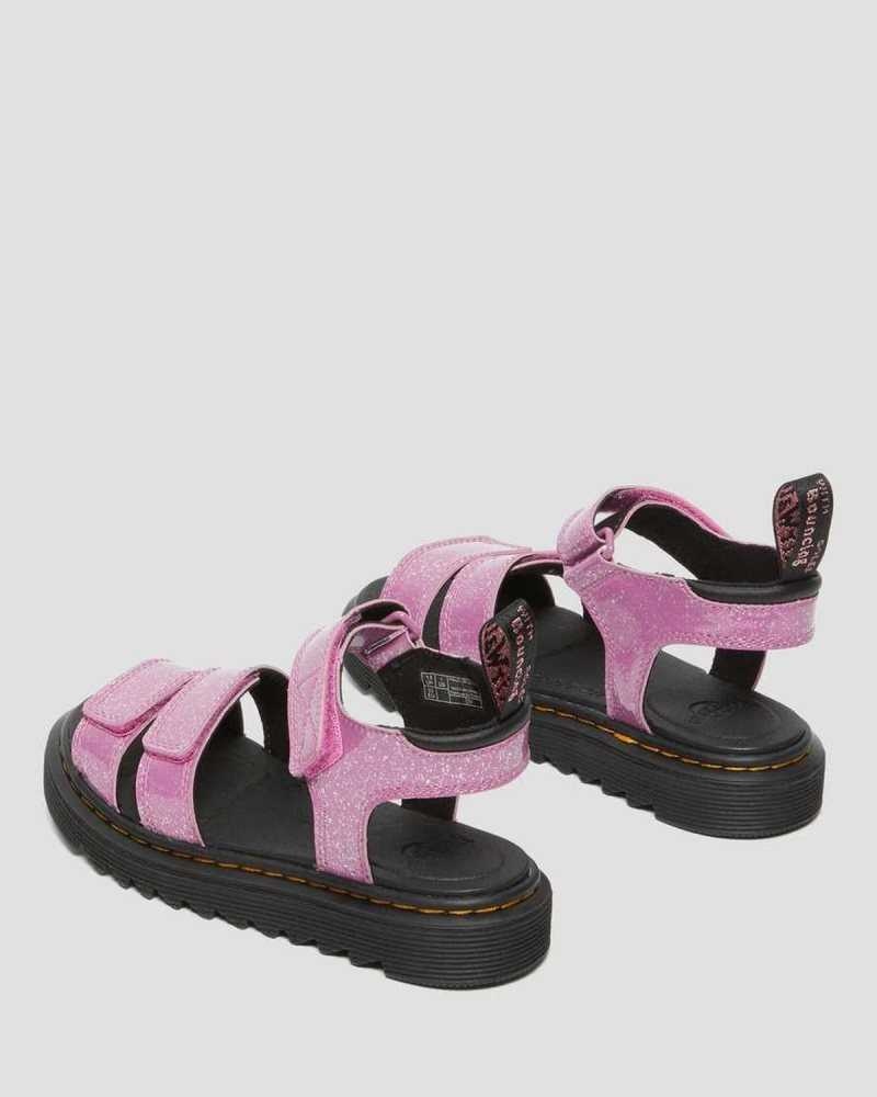 Dr Martens Junior Klaire Glitter Sandals Sandaler Barn Rosa | QARED2783