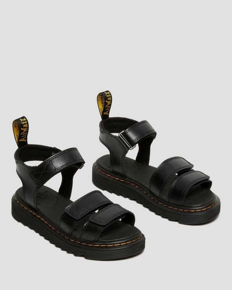 Dr Martens Junior Klaire Lær Reima Sandals Sandaler Barn Svarte | QECTF3405