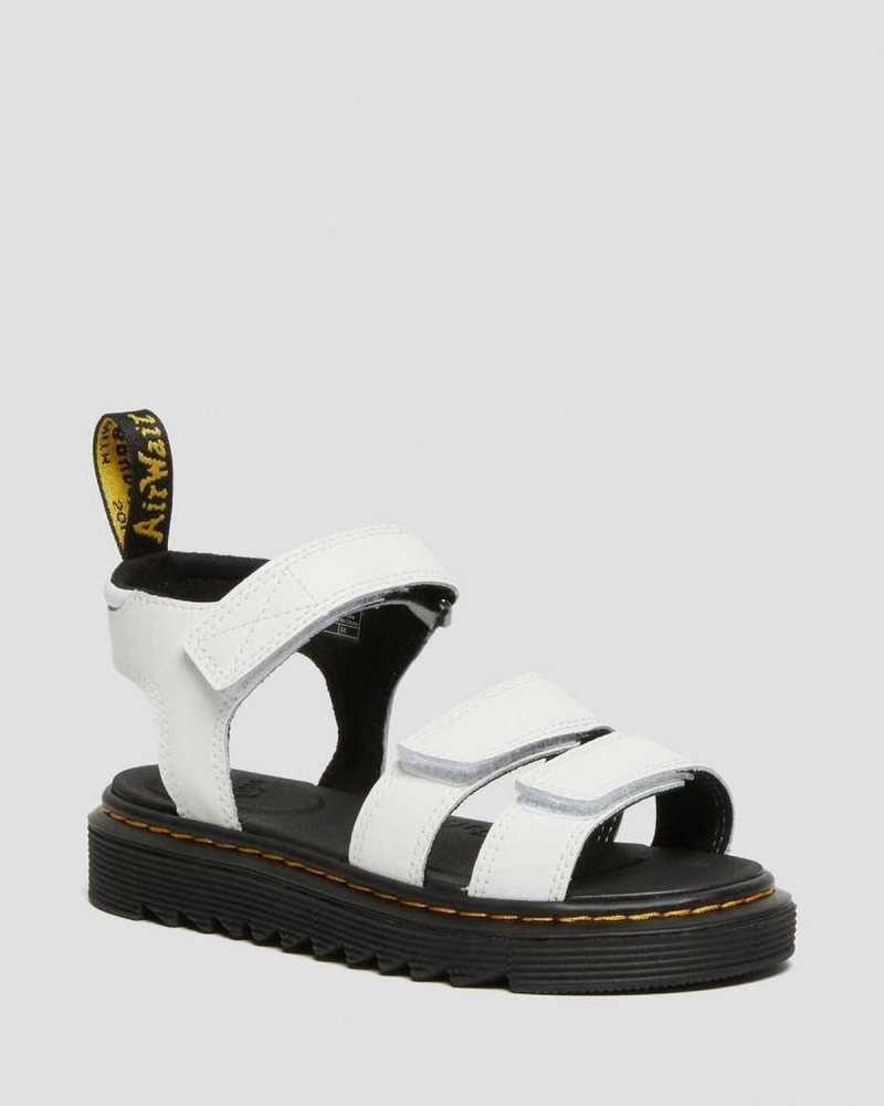 Dr Martens Junior Klaire Lær Reima Sandals Sandaler Barn Hvite | ZUEMC1693