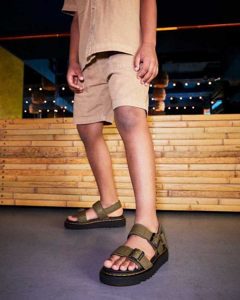 Dr Martens Junior Kyle Lær Sandals Sandaler Barn Olivengrønne | AUCWF0243