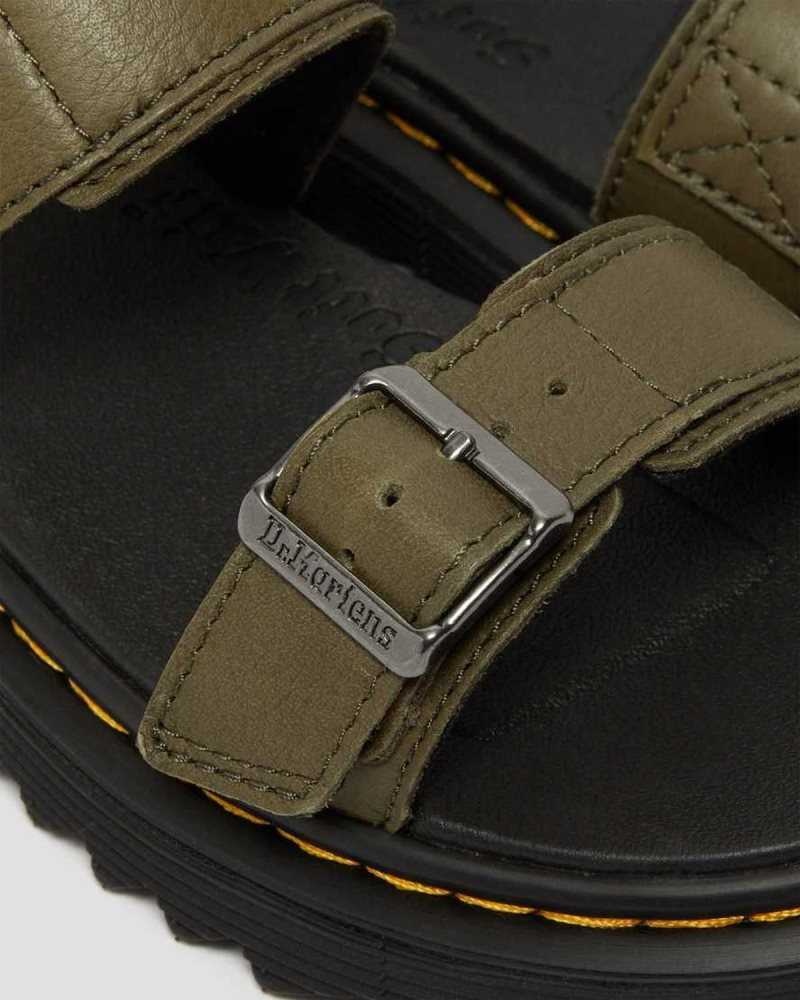 Dr Martens Junior Kyle Lær Sandals Sandaler Barn Olivengrønne | AUCWF0243