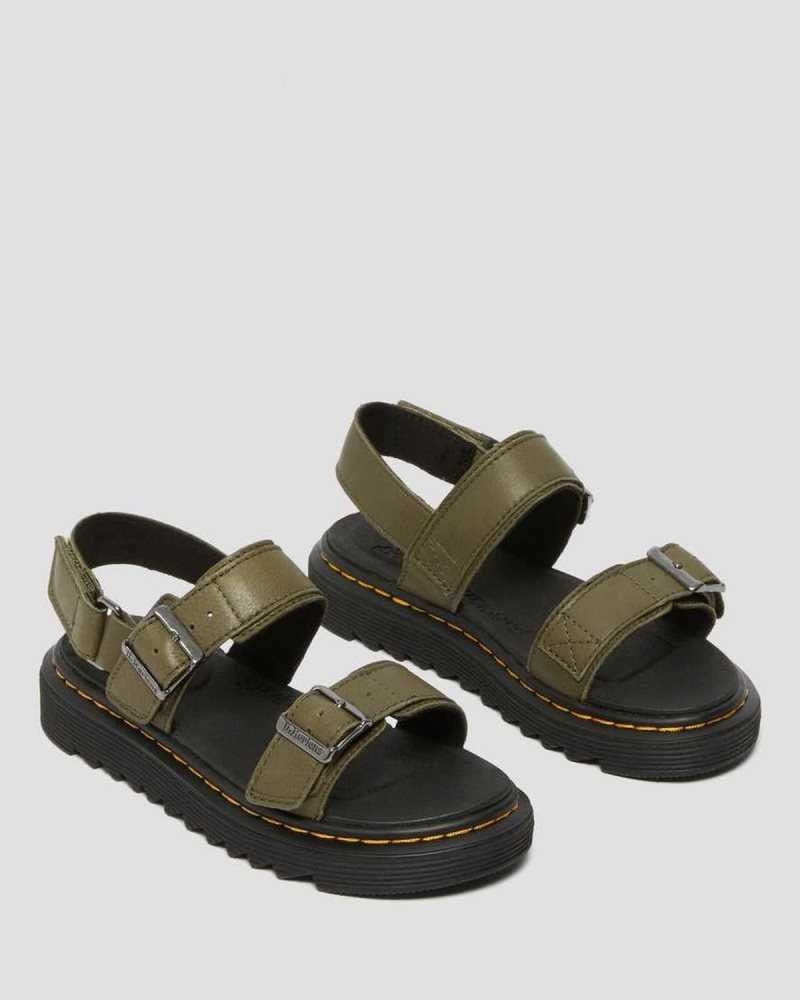 Dr Martens Junior Kyle Lær Sandals Sandaler Barn Olivengrønne | AUCWF0243