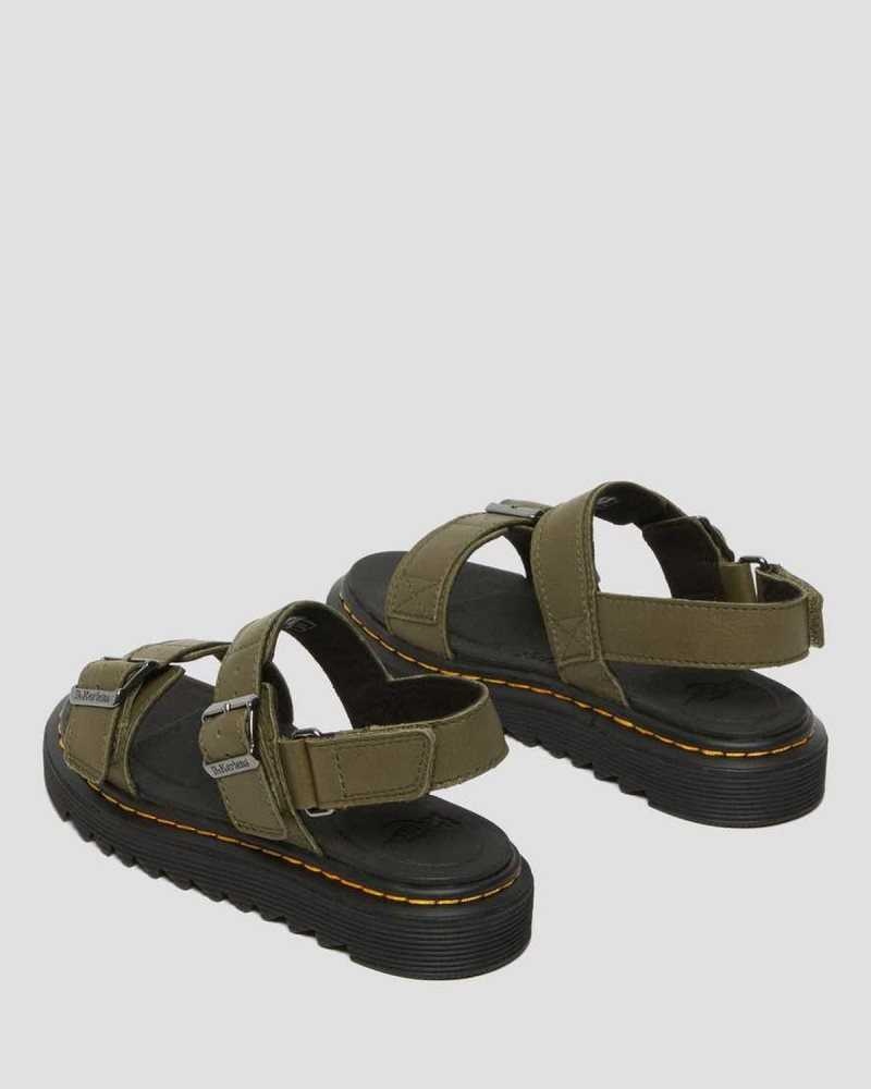 Dr Martens Junior Kyle Lær Sandals Sandaler Barn Olivengrønne | AUCWF0243