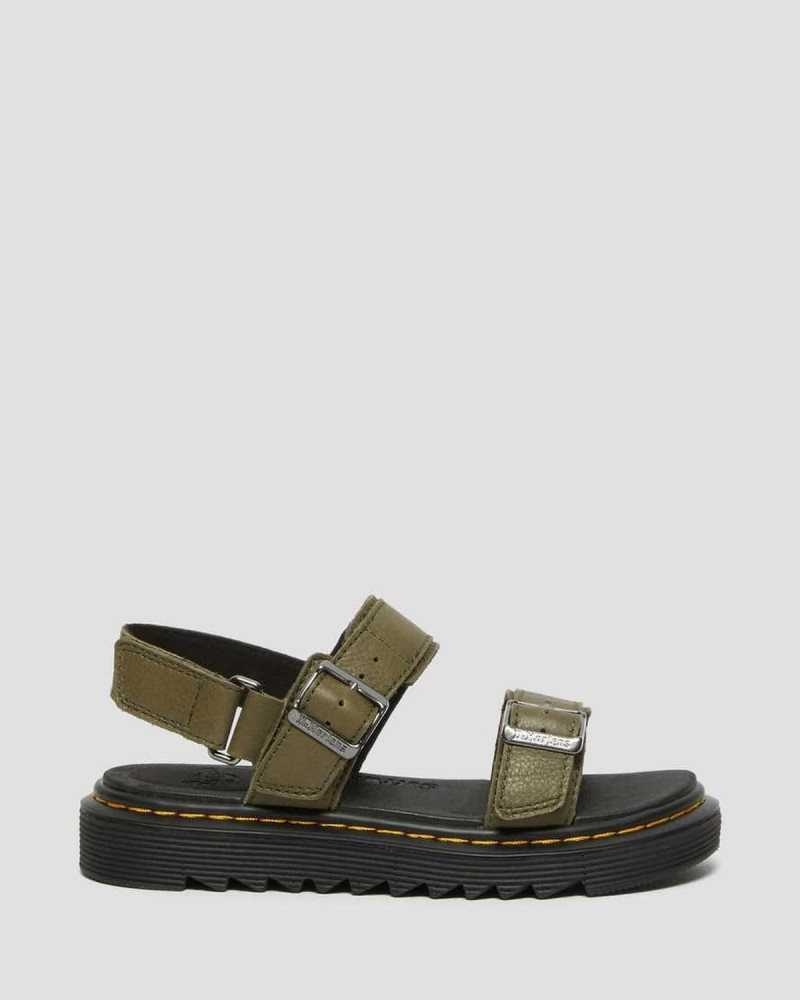 Dr Martens Junior Kyle Lær Sandals Sandaler Barn Olivengrønne | AUCWF0243