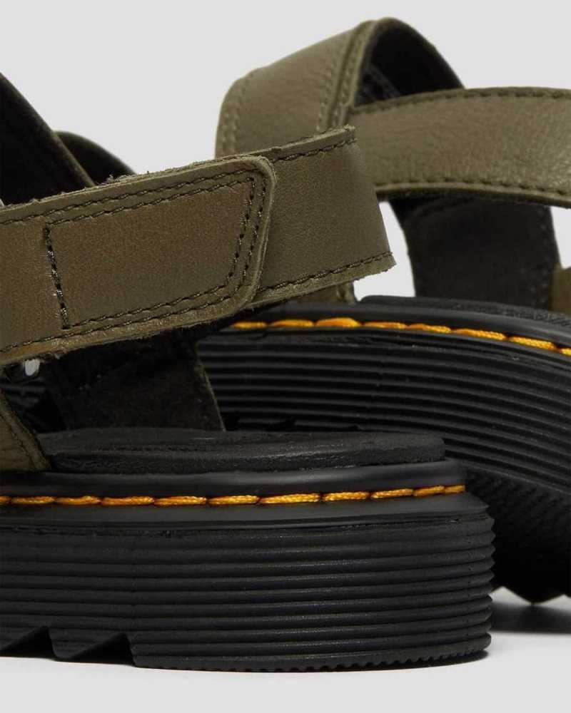 Dr Martens Junior Kyle Lær Sandals Sandaler Barn Olivengrønne | AUCWF0243