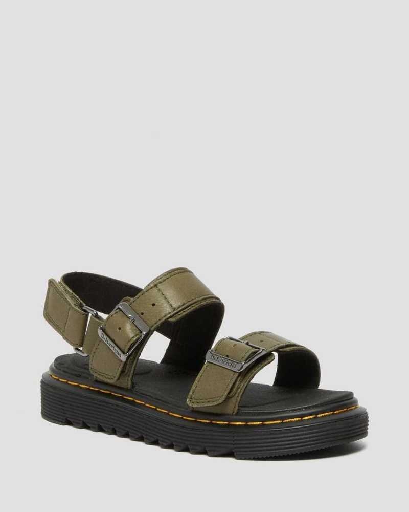 Dr Martens Junior Kyle Lær Sandals Sandaler Barn Olivengrønne | AUCWF0243