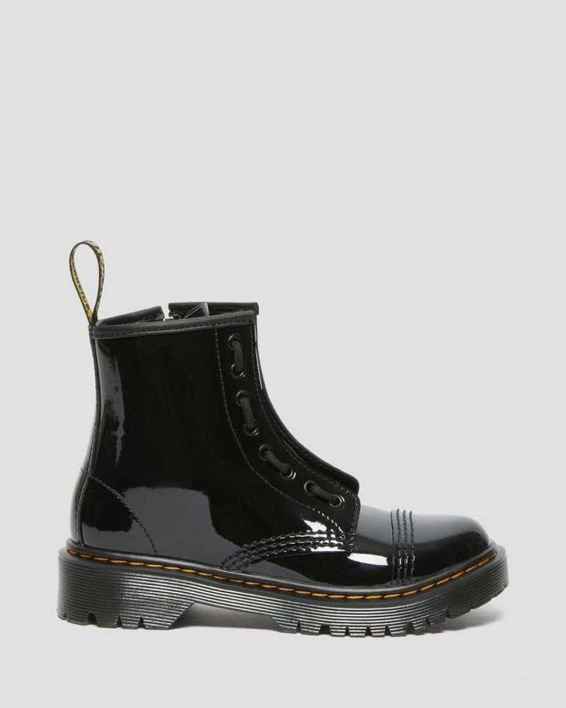 Dr Martens Junior Sinclair Bex Patent Lær Boots Støvler Barn Svarte | BQRZU2617