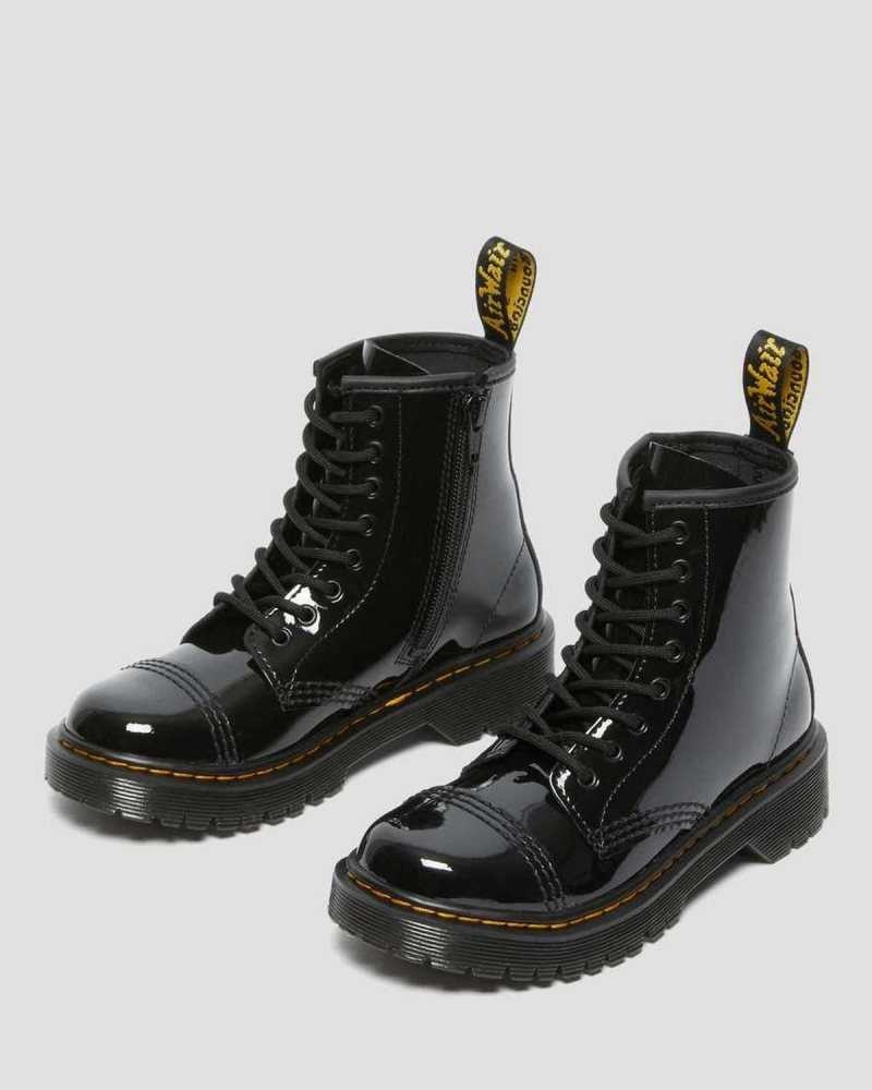 Dr Martens Junior Sinclair Bex Patent Lær Boots Støvler Barn Svarte | BQRZU2617