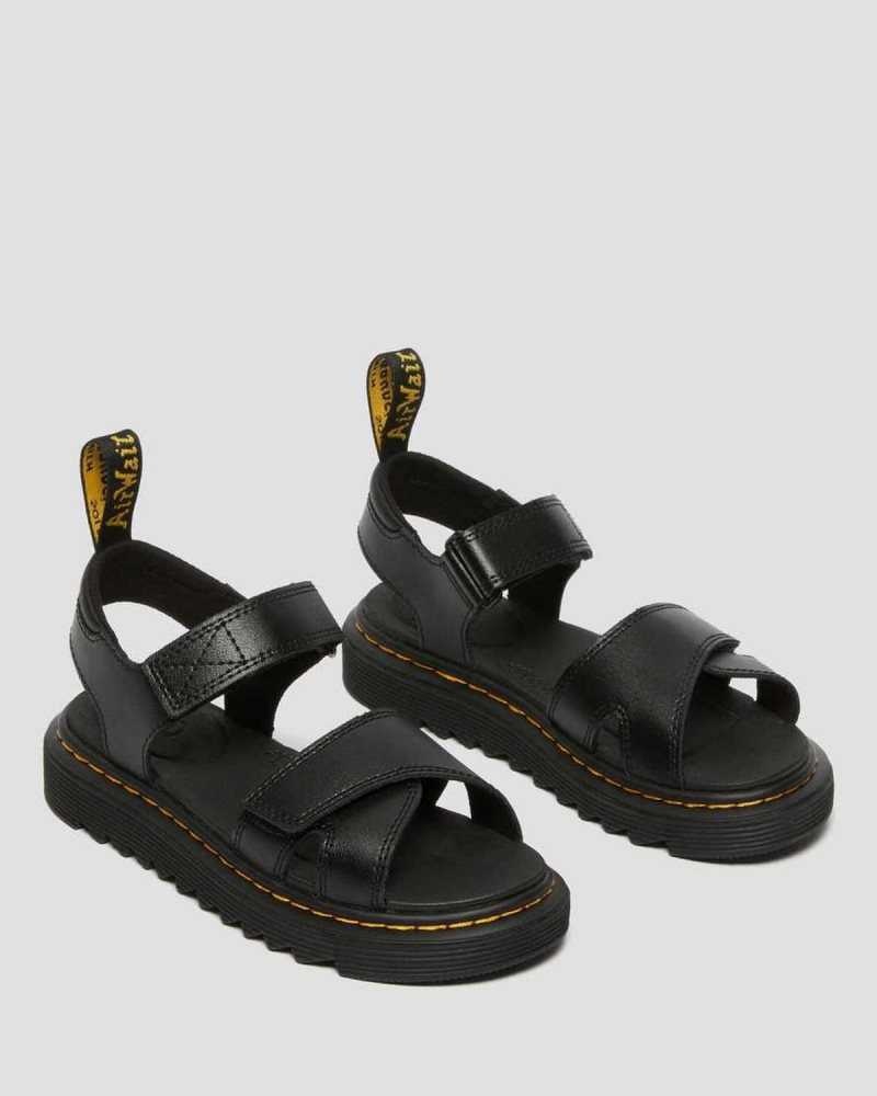 Dr Martens Junior Vossie Lær Sandals Sandaler Barn Svarte | ELTHP8039