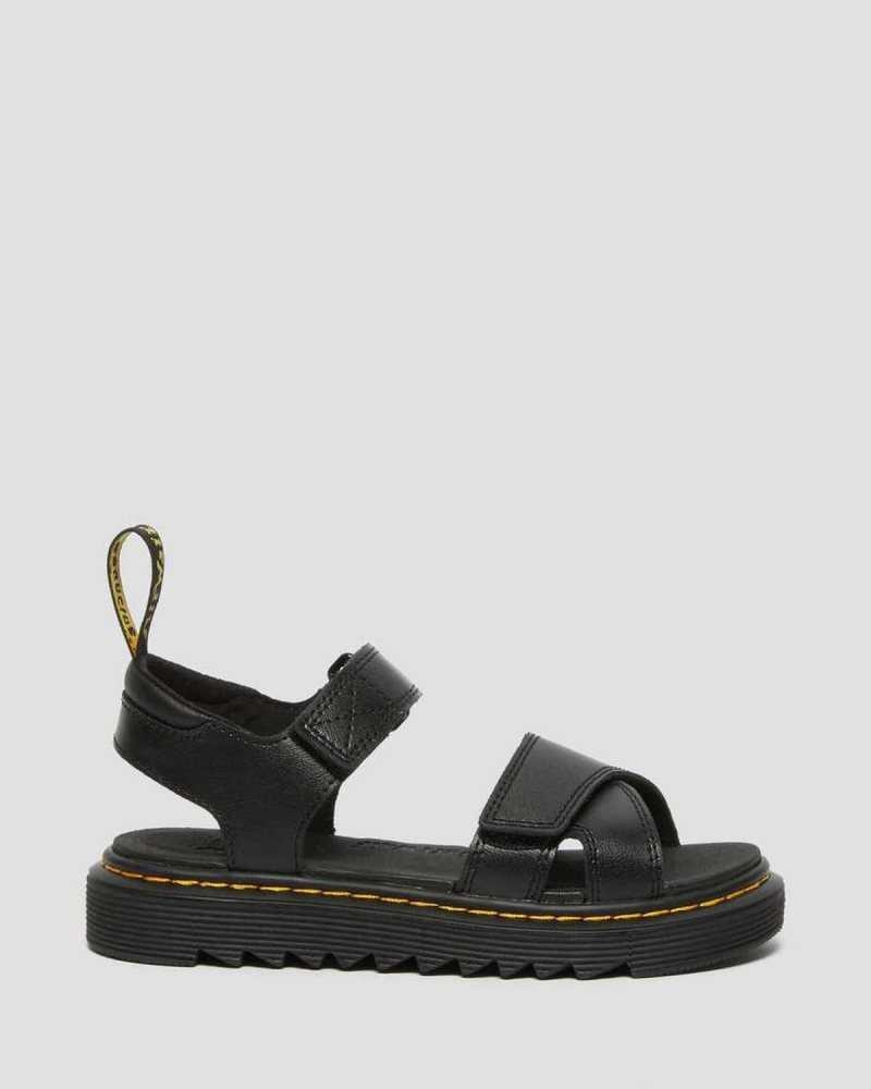 Dr Martens Junior Vossie Lær Sandals Sandaler Barn Svarte | ELTHP8039