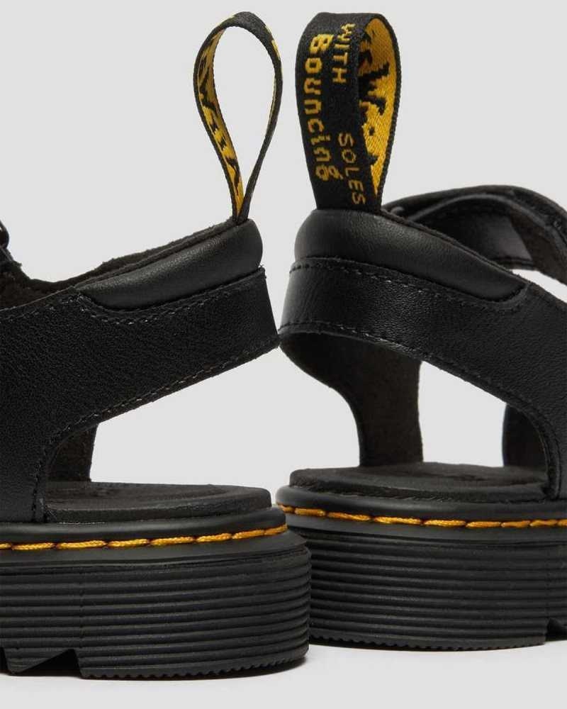 Dr Martens Junior Vossie Lær Sandals Sandaler Barn Svarte | ELTHP8039