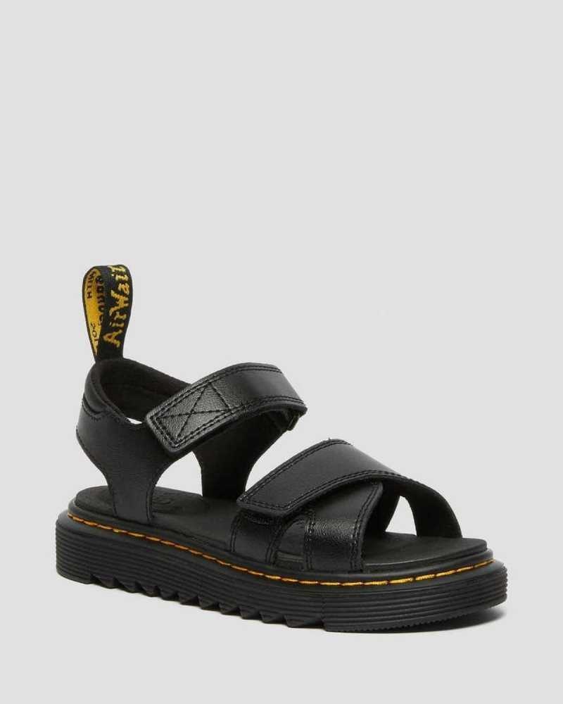 Dr Martens Junior Vossie Lær Sandals Sandaler Barn Svarte | ELTHP8039