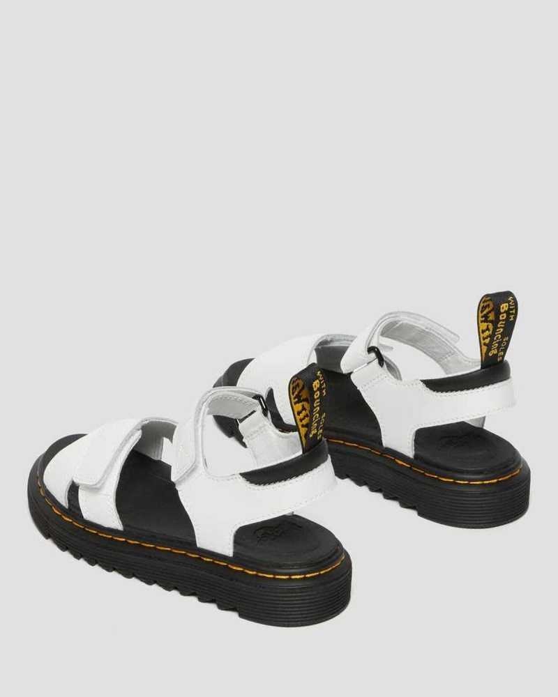 Dr Martens Junior Vossie Lær Sandals Sandaler Barn Hvite | IAQXV2673