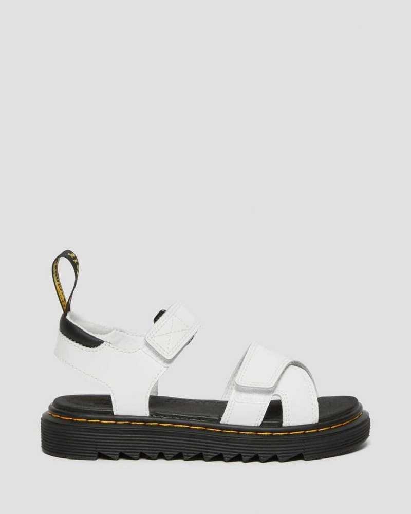 Dr Martens Junior Vossie Lær Sandals Sandaler Barn Hvite | IAQXV2673