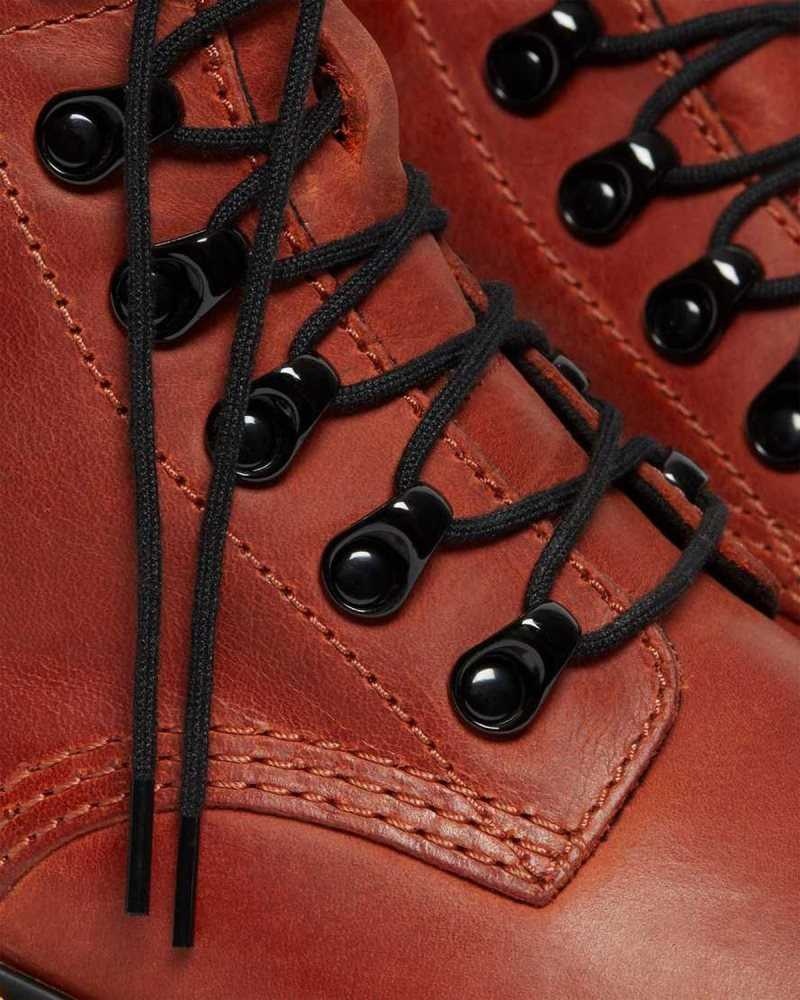 Dr Martens Leona Wyoming Lær Platform Hælene Boots Støvler Med Hæl Dame Mørke Rød | IQTRP8527