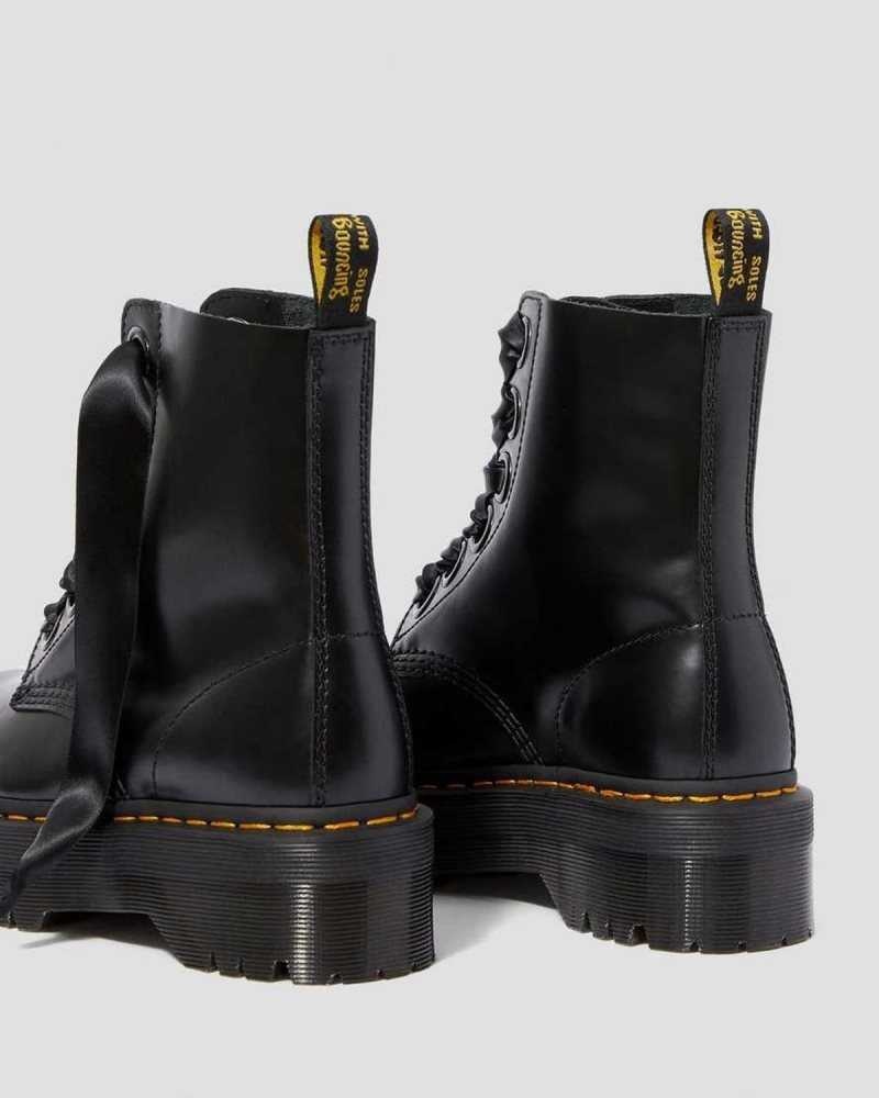 Dr Martens Molly Lær Platform Boots Platform Støvler Dame Svarte | RCNDV3895