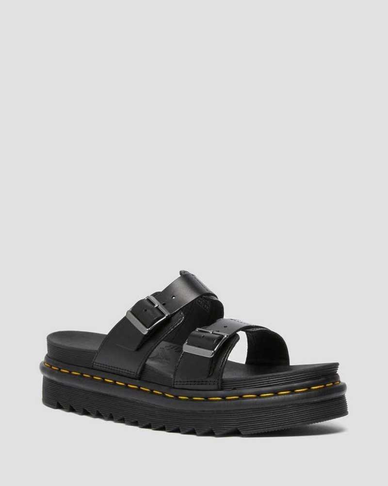 Dr Martens Myles Brando Lær Spenne Badesandaler Sandals Badesandaler Dame Svarte | TUNRX9713