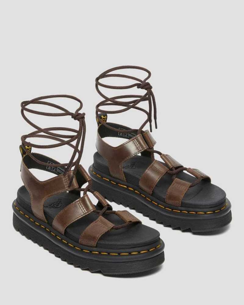 Dr Martens Nartilla Illusion Lær Gladiator Sandals Gladiatorsandaler Dame Mørke Brune | LZACH8501