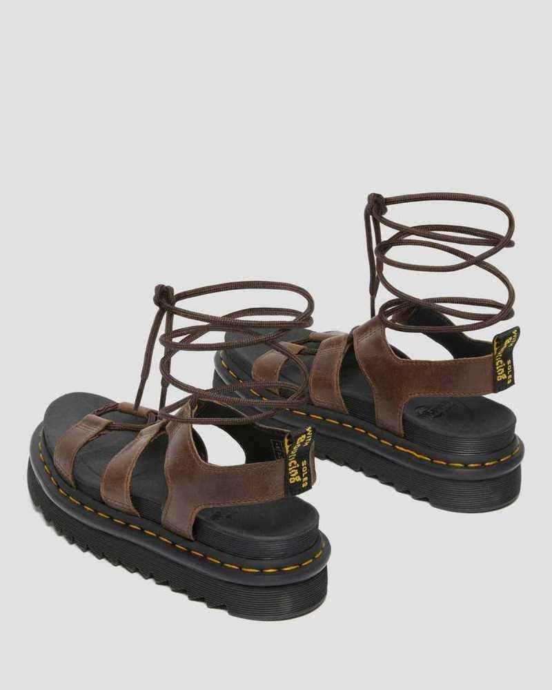 Dr Martens Nartilla Illusion Lær Gladiator Sandals Gladiatorsandaler Dame Mørke Brune | LZACH8501