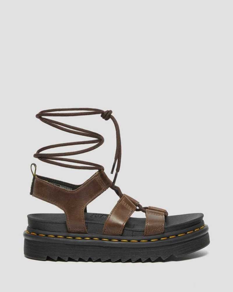 Dr Martens Nartilla Illusion Lær Gladiator Sandals Gladiatorsandaler Dame Mørke Brune | LZACH8501