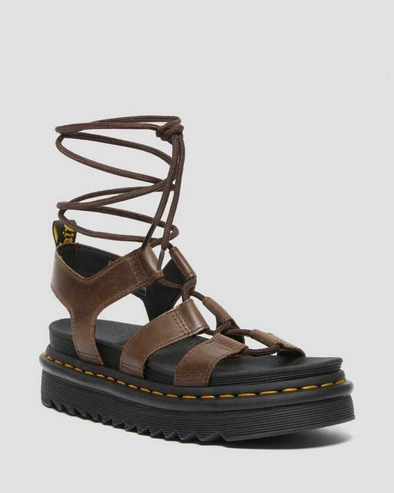 Dr Martens Nartilla Illusion Lær Gladiator Sandals Gladiatorsandaler Dame Mørke Brune | LZACH8501