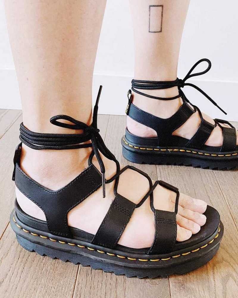 Dr Martens Nartilla Lær Gladiator Sandals Gladiatorsandaler Dame Svarte | DOKLN2745