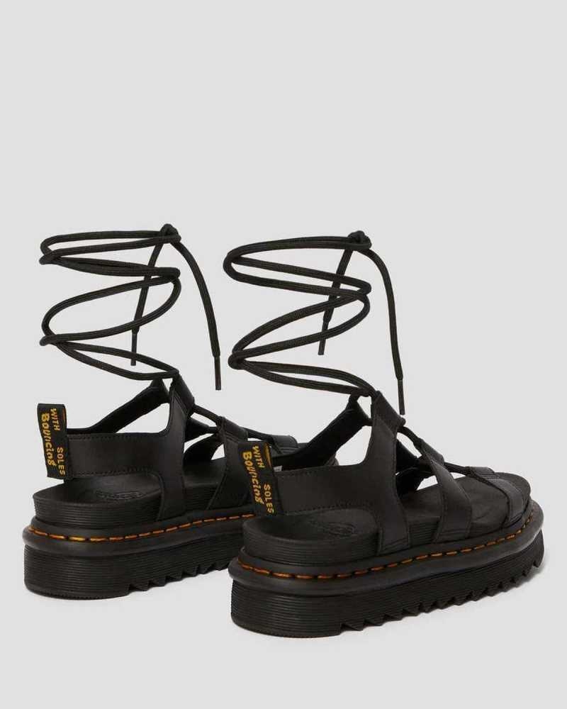 Dr Martens Nartilla Lær Gladiator Sandals Gladiatorsandaler Dame Svarte | DOKLN2745