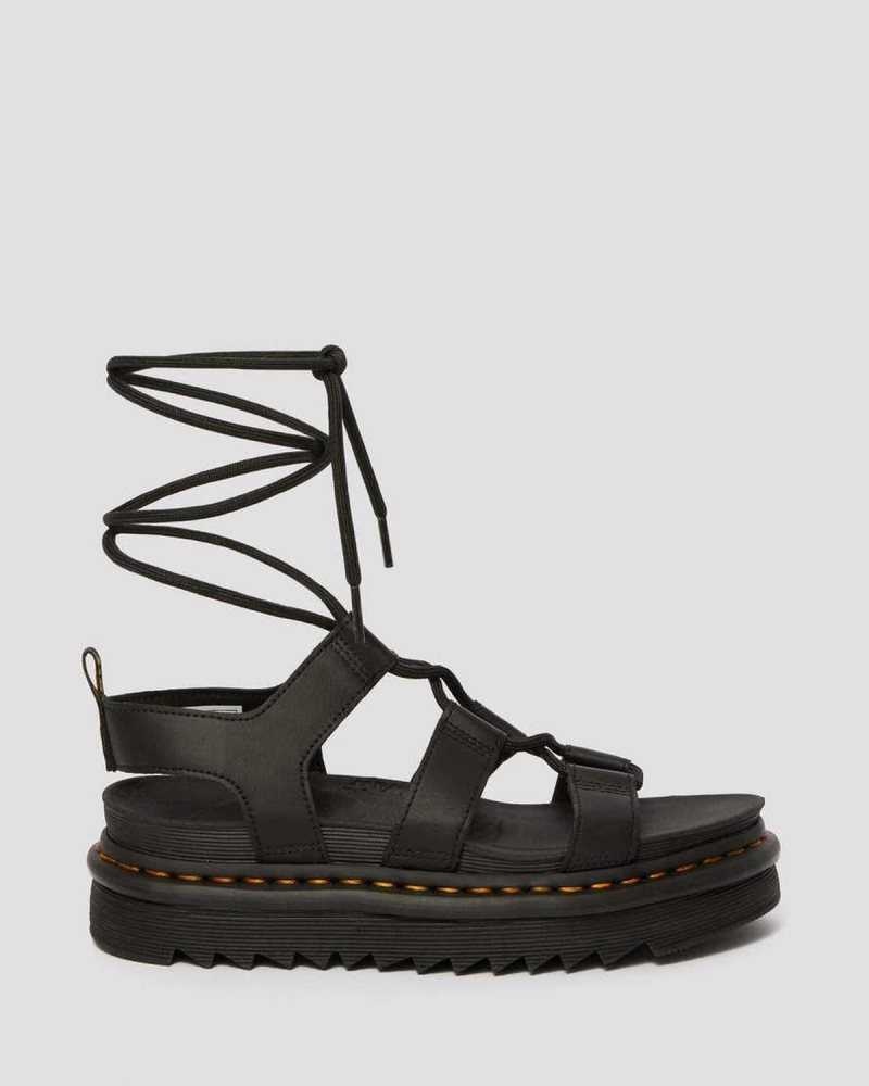 Dr Martens Nartilla Lær Gladiator Sandals Gladiatorsandaler Dame Svarte | DOKLN2745