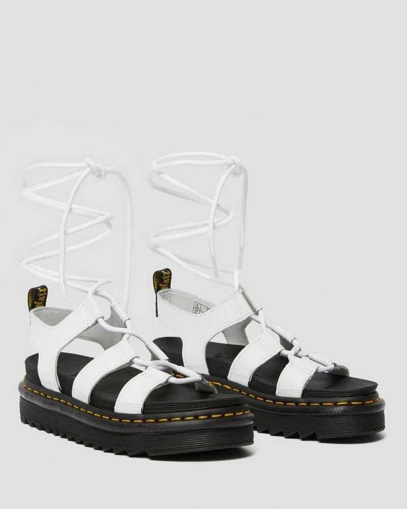 Dr Martens Nartilla Lær Gladiator Sandals Platåsandaler Dame Hvite | PBYCM5806