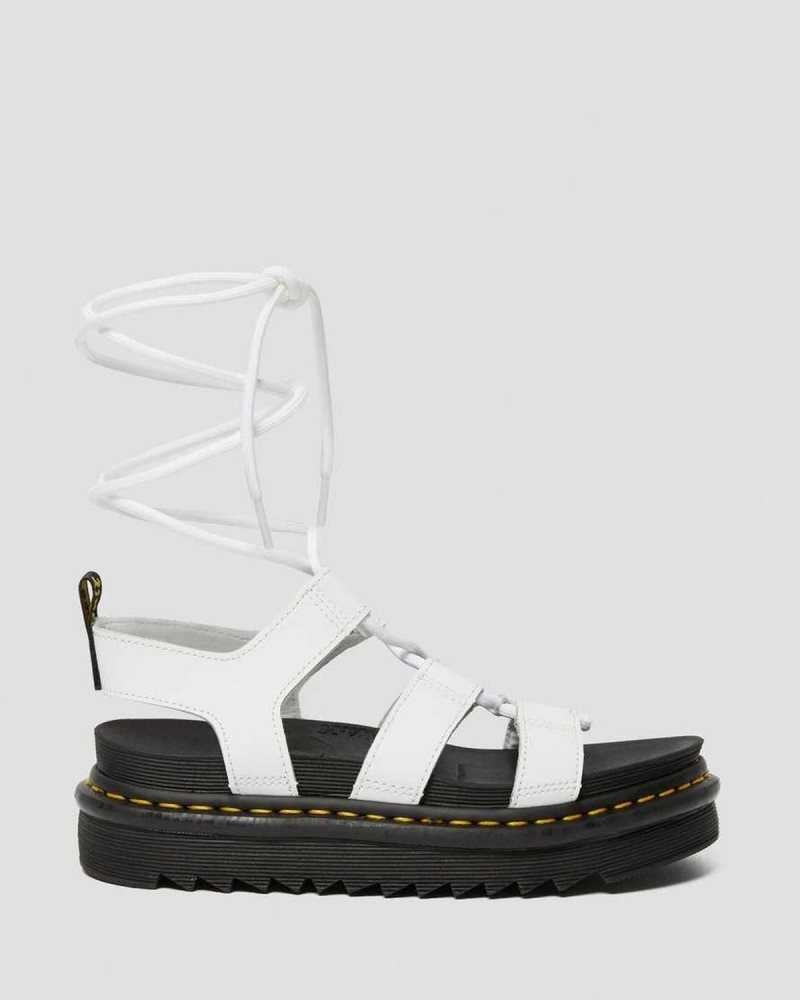 Dr Martens Nartilla Lær Gladiator Sandals Platåsandaler Dame Hvite | PBYCM5806