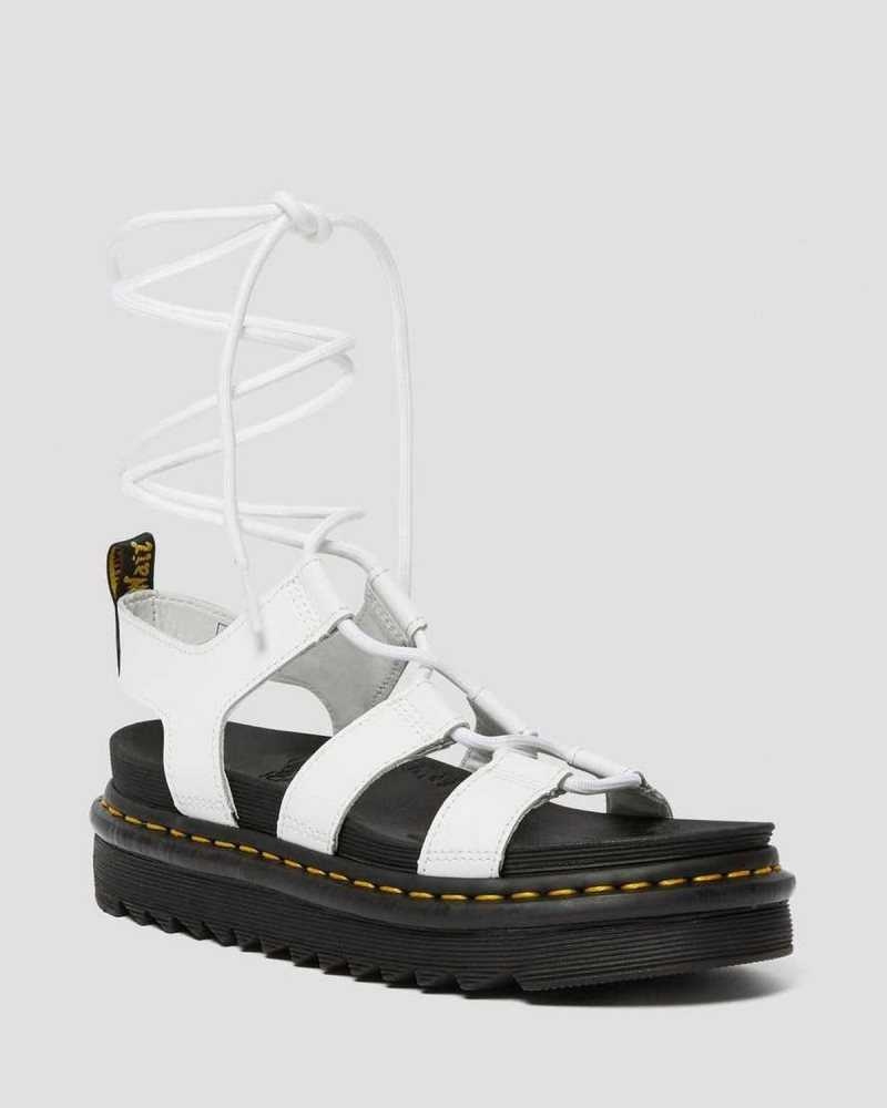 Dr Martens Nartilla Lær Gladiator Sandals Platåsandaler Dame Hvite | PBYCM5806