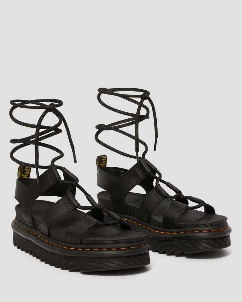 Dr Martens Nartilla Lær Gladiator Sandals Platåsandaler Dame Svarte | NDIPA3904