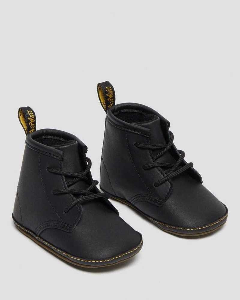 Dr Martens Newborn 1460 Auburn Lær Booties Støvler Barn Svarte | QRYWH2931