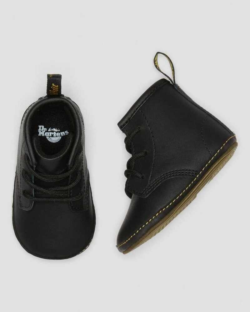 Dr Martens Newborn 1460 Auburn Lær Booties Støvler Barn Svarte | QRYWH2931