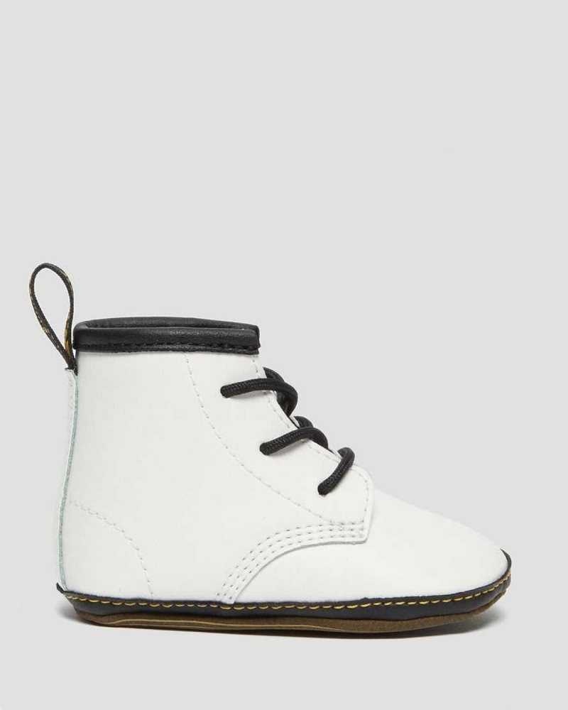 Dr Martens Newborn 1460 Auburn Lær Booties Støvler Barn Hvite | QLDIZ2043