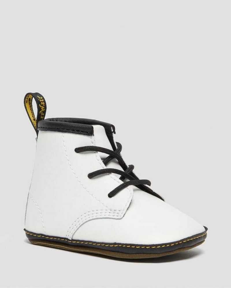 Dr Martens Newborn 1460 Auburn Lær Booties Støvler Barn Hvite | QLDIZ2043