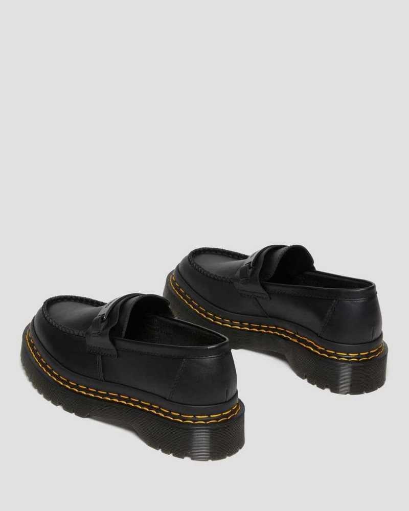 Dr Martens Penton Bex Double Stitch Lær Loafers Loafers Dame Svarte | EXCFD7380