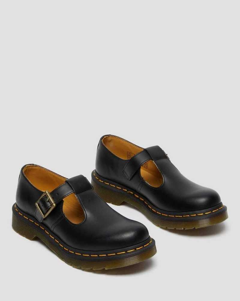 Dr Martens Polley Smooth Lær Mary Janes Originals Sko Dame Svarte | WCNJH4582