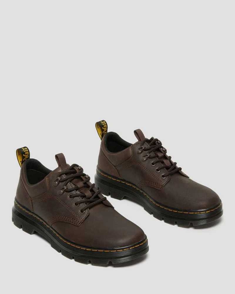 Dr Martens Reeder Crazy Horse Lær Utility Shoes Oxford Sko Herre Mørke Brune | GSOFU2819