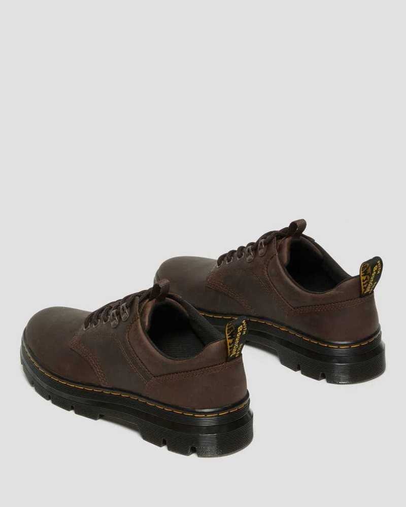 Dr Martens Reeder Crazy Horse Lær Utility Shoes Oxford Sko Herre Mørke Brune | GSOFU2819