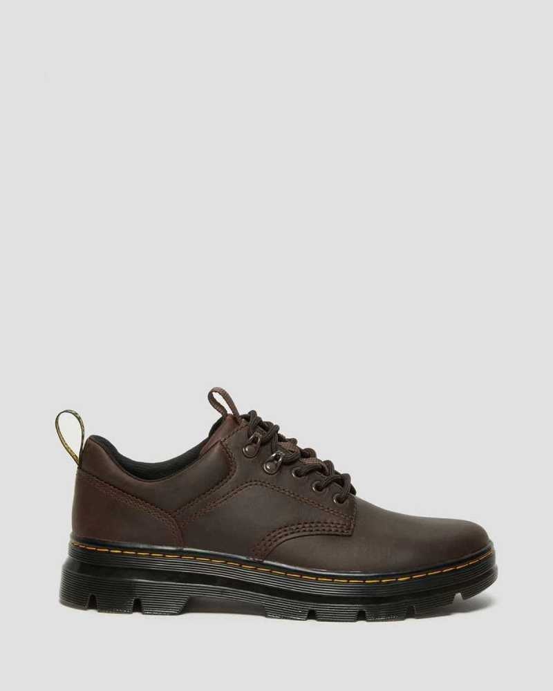 Dr Martens Reeder Crazy Horse Lær Utility Shoes Oxford Sko Herre Mørke Brune | GSOFU2819