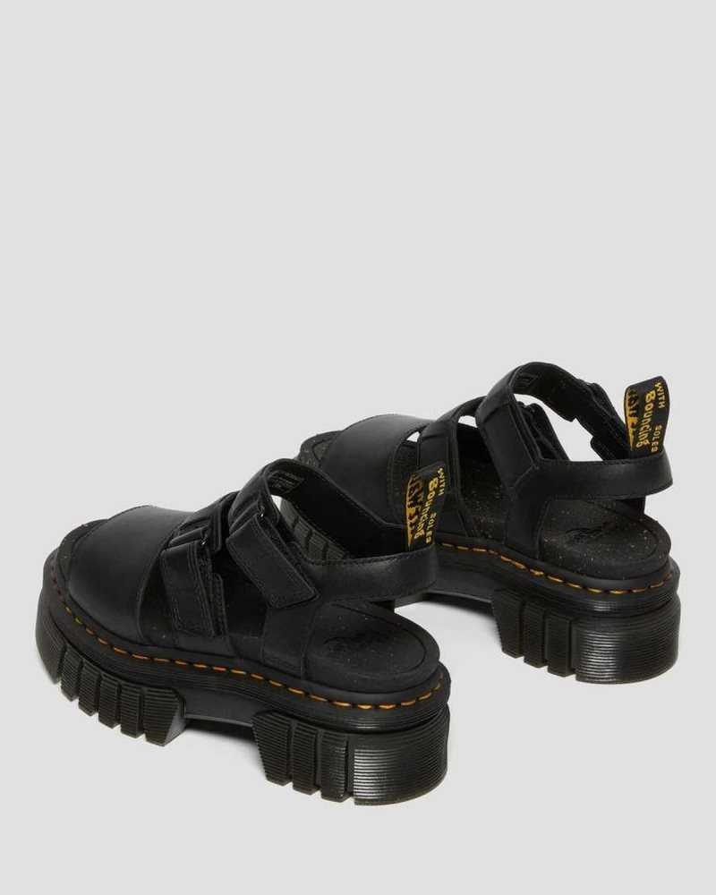 Dr Martens Ricki Nappa Lux Lær 3-Reima Platform Sandals Gladiatorsandaler Dame Svarte | DMCAO7283