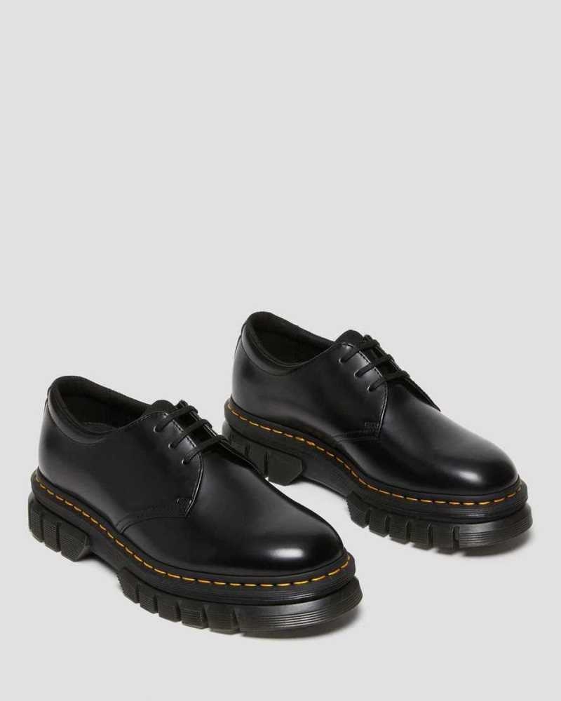 Dr Martens Rikard Polished Smooth Lær Platform Shoes Oxford Sko Herre Svarte | FPJTW3576