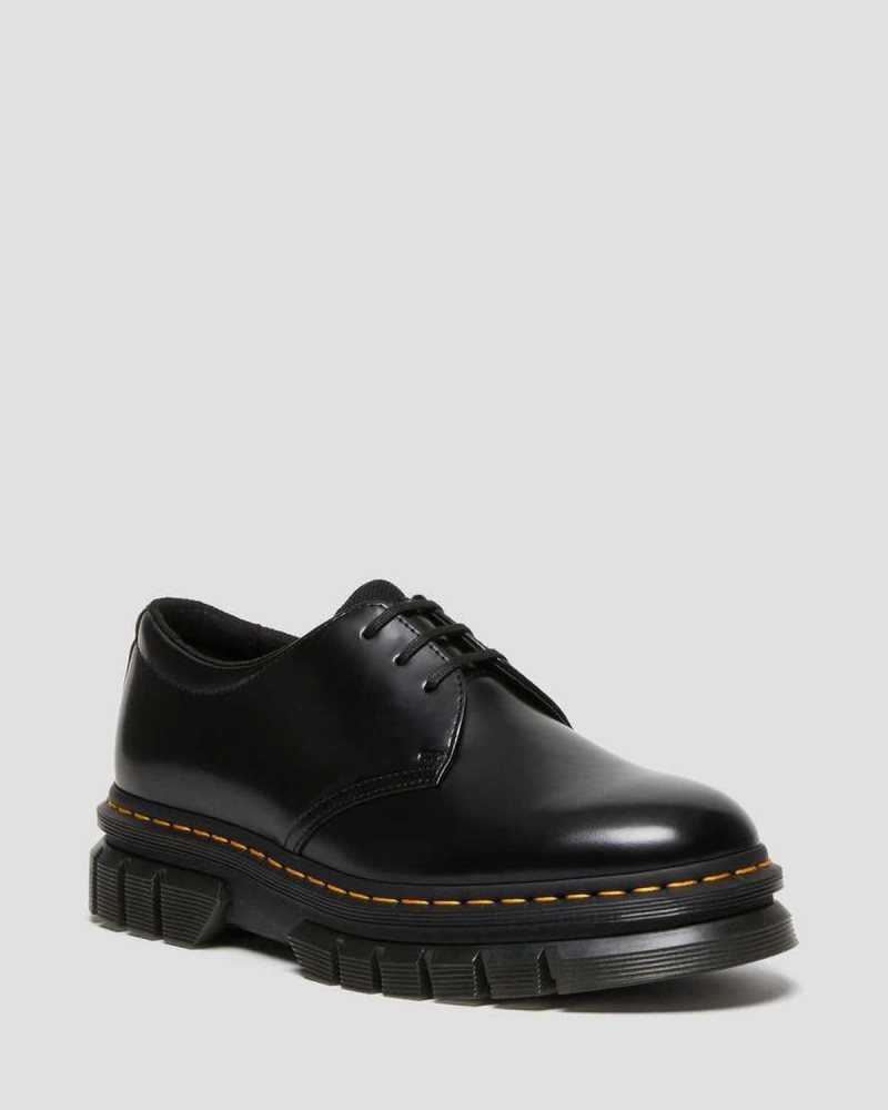 Dr Martens Rikard Polished Smooth Lær Platform Shoes Oxford Sko Herre Svarte | FPJTW3576