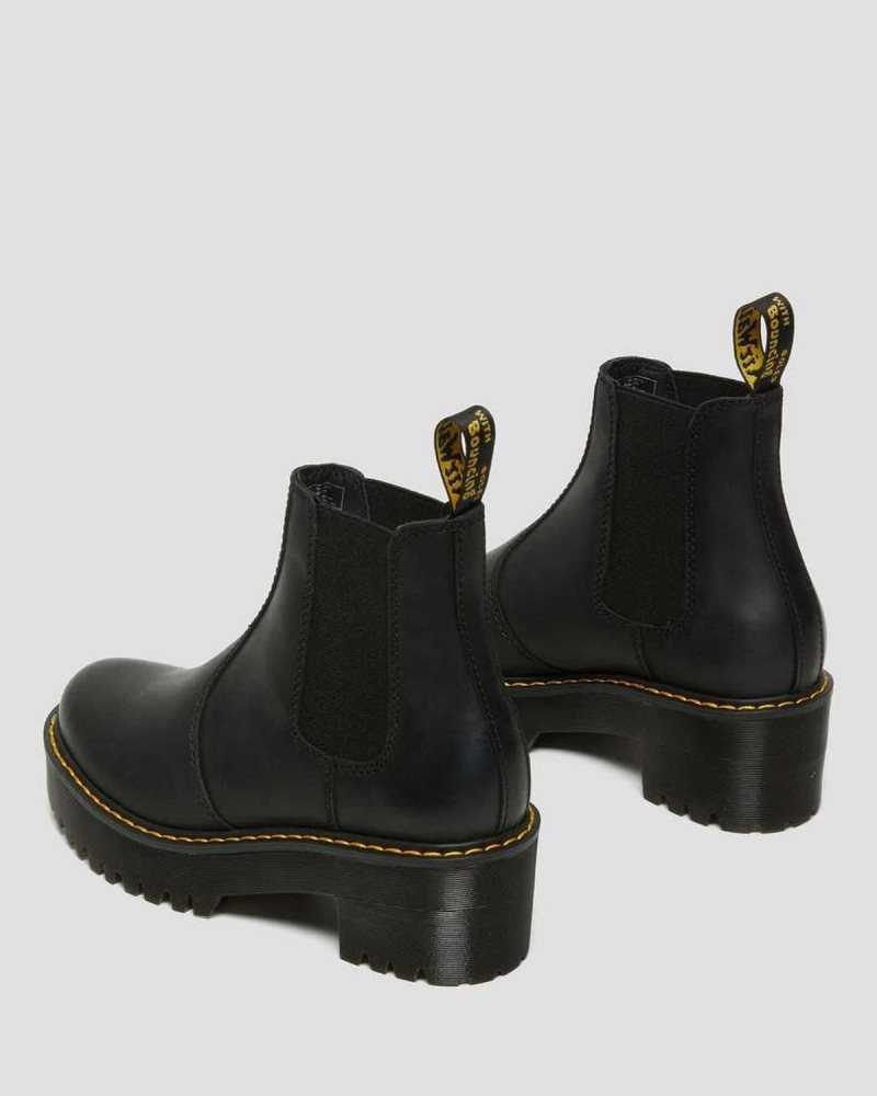 Dr Martens Rometty Wyoming Lær Platform Chelsea Boots Støvletter Dame Svarte | FULOW6504