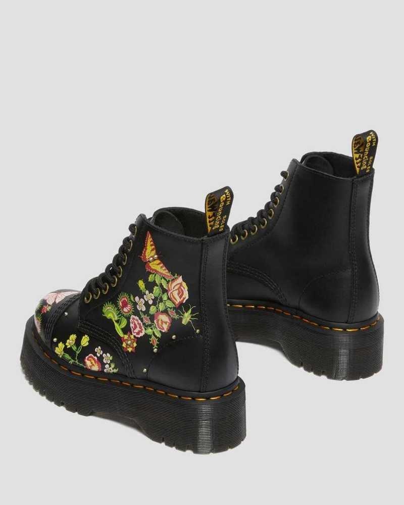 Dr Martens Sinclair Floral Bloom Lær Platform Boots Platform Støvler Dame Svarte Multicolor | TOBWR9874