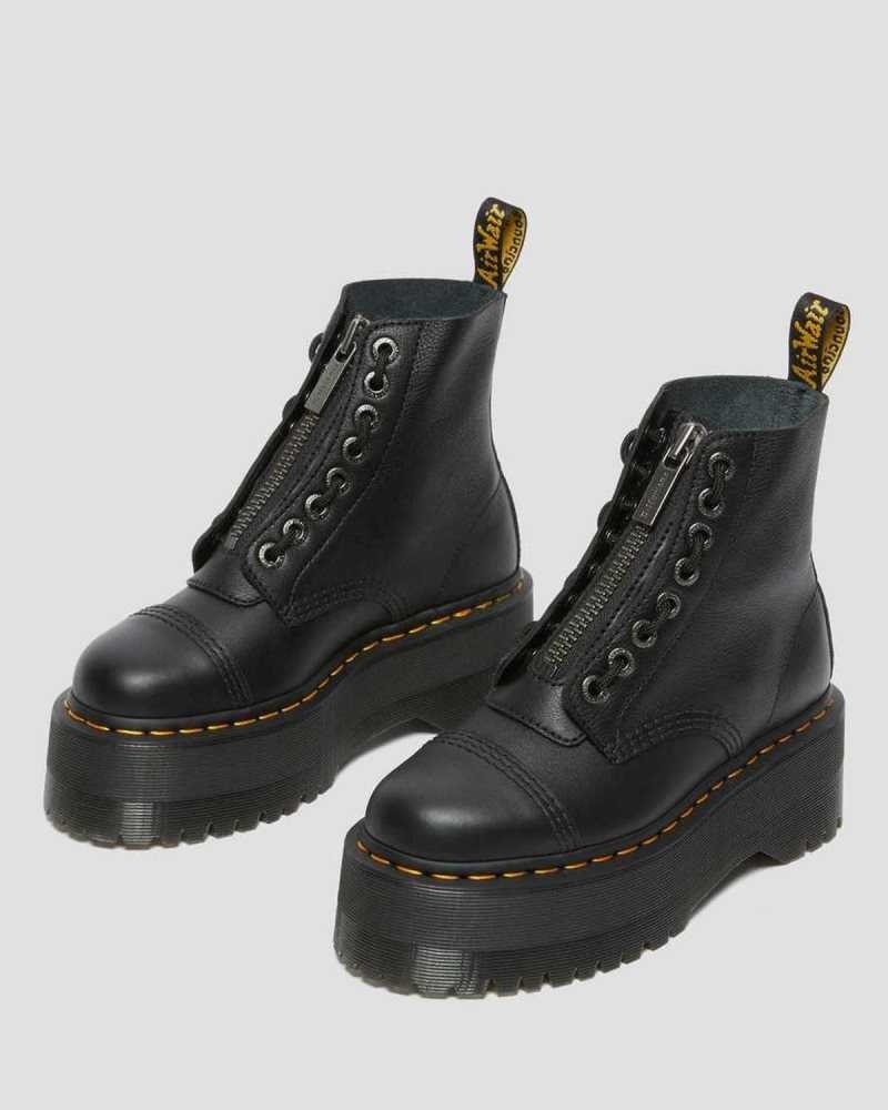 Dr Martens Sinclair Max Pisa Lær Platform Boots Støvletter Dame Svarte | TLOIE9124