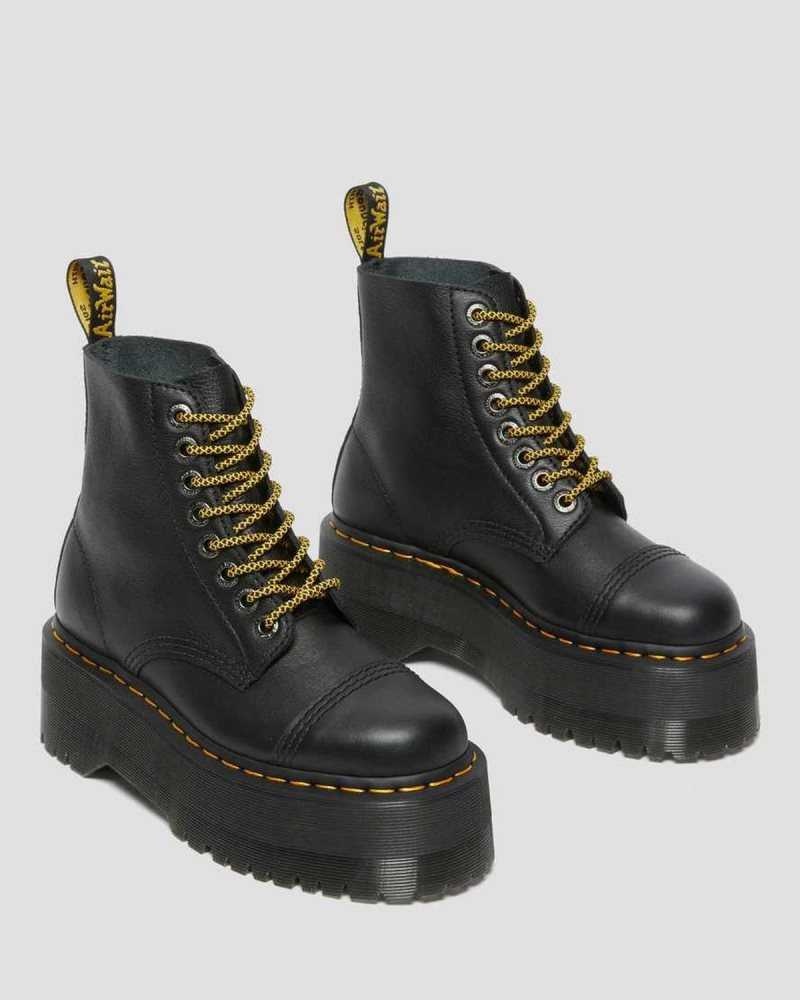 Dr Martens Sinclair Max Pisa Lær Platform Boots Støvletter Dame Svarte | TLOIE9124