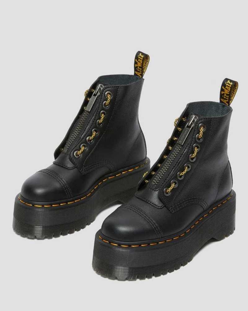 Dr Martens Sinclair Max Pisa Lær Platform Boots Støvletter Dame Svarte | TLOIE9124